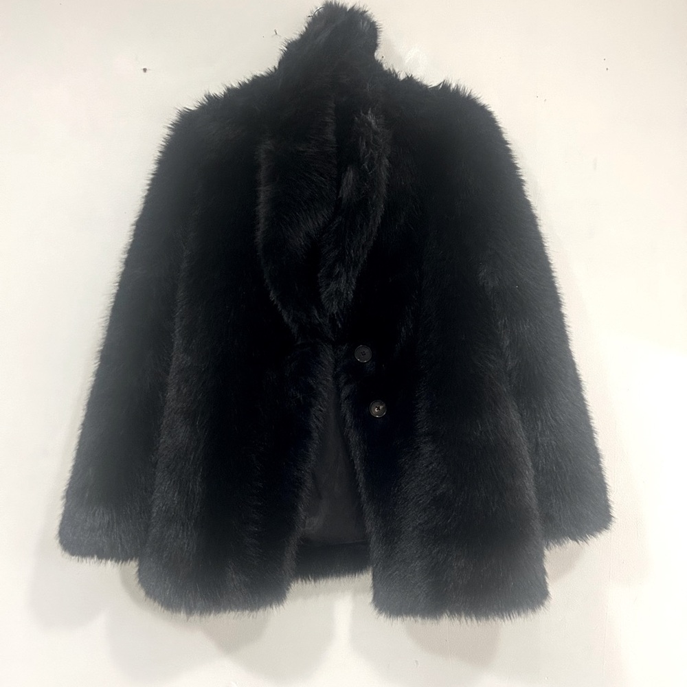 Black faux fur coat